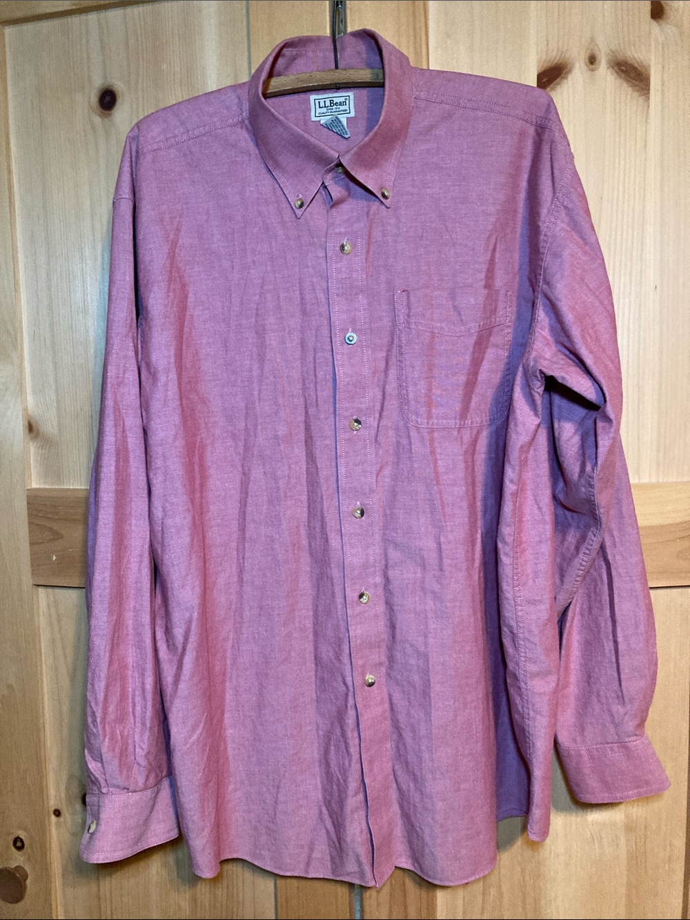 L.L. Bean Men's Red-Pink Button-Down Oxford Shirt